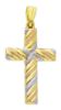 Picture of Decorated Straight Cross Pendant gr 1,45 Tricolor yellow white and rose Gold 18k Hollow Tube Unisex Woman Man