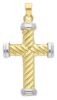 Picture of Decorated Modern Cross Pendant gr 1,6 Bicolour yellow white Gold 18k Hollow Tube Unisex Woman Man