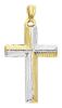 Picture of Decorated Modern Cross Pendant gr 1,75 Bicolour yellow white Gold 18k Hollow Tube Unisex Woman Man