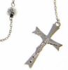 Picture of Long Rosary crew-neck Necklace with Miraculous Medal of Our Lady of Graces and 8-pointed Cucifix gr 12 White Gold 18k Diamond Spheres  Unisex Woman Man