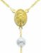 Imagen de Collar Rosario largo con Medalla Nuestra Señora Milagrosa y Cruz gr 33 Bicolor Oro blanco y amarillo 18kt con Esferas diamantadas para Mujer