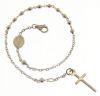 Immagine di Bracciale Rosario con Medaglia Madonna Miracolosa e Croce gr 3 Oro bianco 18kt con Sfere lisce Unisex Donna Uomo