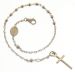 Picture of Rosary Cuff Bracelet with Miraculous Medal of Our Lady of Graces and Cross gr 3 White Gold 18k with Smooth Spheres Unisex Woman Man