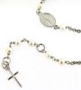 Immagine di Bracciale Rosario con Medaglia Madonna Miracolosa e Croce gr 3,1 Oro bianco 18kt con Perle da Donna