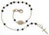 Imagen de Brazalete Pulsera Rosario con Medalla Nuestra Señora Milagrosa y Cruz gr 3,2 Oro blanco 18kt con Onyx Unisex Mujer Hombre