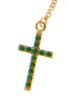 Picture of Long Rosary Necklace with Miraculous Medal of Our Lady of Graces Cross Light Spots and Emerald gr 5 Yellow Gold 18k green Zircons for Woman, Boy and Girl