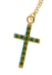 Imagen de Collar Rosario largo con Medalla Nuestra Señora Milagrosa y Cruz puntos de luz y Esmeralda gr 5 Oro amarillo 18kt con Zircones verdes para Mujer y para Niña y Niño