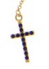 Immagine di Collana Rosario lunga con Medaglia Madonna Miracolosa e Croce punti luce e zaffiro opaco gr 5 Oro giallo 18kt con Zirconi blu Unisex Donna Uomo Bimba Bimbo