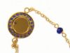 Immagine di Bracciale Rosario con Medaglia Madonna Miracolosa e Croce punti luce e zaffiro opaco gr 2,8 Oro giallo 18kt con Zirconi blu  Unisex Donna Uomo Bimba Bimbo