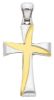 Picture of Double Cross Pendant gr 2,6 Bicolour yellow white Gold 18k Hollow Tube Unisex Woman Man