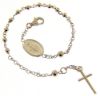 Picture of Rosary Cuff Bracelet with Miraculous Medal of Our Lady of Graces and Cross gr 4,5 White Gold 18k with Smooth Spheres Unisex Woman Man