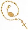 Immagine di Bracciale Rosario con Medaglia Madonna Miracolosa e Croce gr 4,7 Oro giallo 18kt con Sfere lisce Unisex Donna Uomo