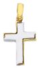 Picture of Modern Double Cross Pendant gr 2,7 Bicolour yellow white solid Gold 18k Unisex Woman Man