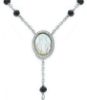 Picture of Rosary Necklace Silver 925 black Stones Miraculous Medal Cross  for Woman Men