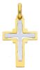 Picture of Perforated Double Cross Pendant gr 1,45 Bicolour yellow white solid Gold 18k for Man