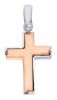 Picture of Modern Double Cross Pendant gr 2,7 Bicolour rose white solid Gold 18k Unisex Woman Man