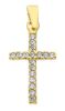 Picture of Straight Cross with Light Spots Pendant gr 1,1 Yellow Gold 18k with Zircons for Woman