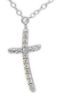 Picture of Crew-neck Necklace with large and small Cross with Light Spots gr 2,6 White Gold 18k with Zircons for Woman