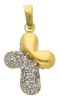 Picture of Rounded Cross with Light Spots Pendant gr 1,1 Yellow Gold 18k with Zircons for Woman