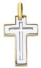 Picture of Latin triple Cross Pendant gr 5,4 Bicolour yellow white solid Gold 18k for Man