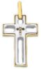 Picture of Straight Cross with inserts Pendant gr 4,9 Bicolour yellow white solid Gold 18k for Man