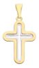 Picture of Perforated Double rounded Cross Pendant gr 1,65 Bicolour yellow white Gold 18k relief printed plate Unisex Woman Man