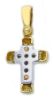 Picture of Modern Cross Pendant gr 2 Bicolour yellow white solid Gold 18k Unisex Woman Man