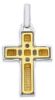 Picture of Modern mosaic Cross Pendant gr 3,5 Bicolour yellow white solid Gold 18k Unisex Woman Man