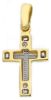 Picture of Double Cross modern style Pendant gr 2 Bicolour yellow white solid Gold 18k Unisex Woman Man