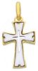 Picture of Double rounded Cross Pendant gr 3,3 Bicolour yellow white solid Gold 18k Unisex Woman Man