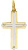 Picture of Double arch perforated Cross Pendant gr 1,6 Bicolour yellow white solid Gold 18k Unisex Woman Man