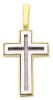 Picture of Double Straight Cross Pendant gr 10,7 Bicolour yellow white solid Gold 18k Unisex Woman Man