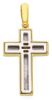 Picture of Straight Cross with inserts Pendant gr 8,7 Bicolour yellow white solid Gold 18k Unisex Woman Man