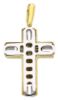 Picture of Modern Rounded Cross with inserts Pendant gr 17,5 Bicolour yellow white solid Gold 18k Unisex Woman Man