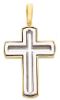 Picture of Rounded triple Cross Pendant gr 18,5 Bicolour yellow white solid Gold 18k Unisex Woman Man